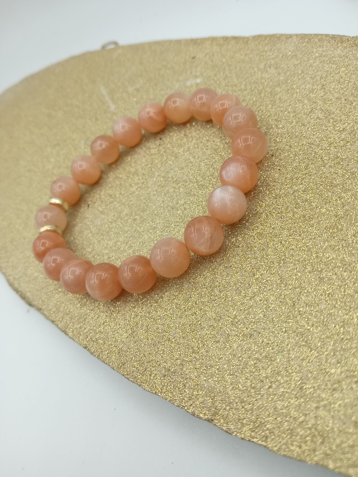Peach Moonstone Beaded Bracelet