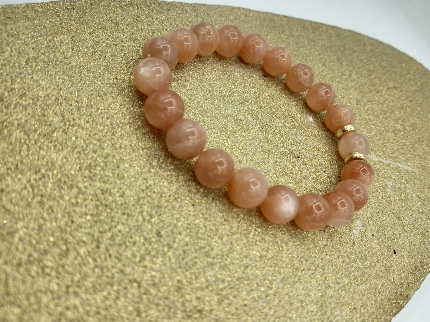 Peach Moonstone Beaded Bracelet