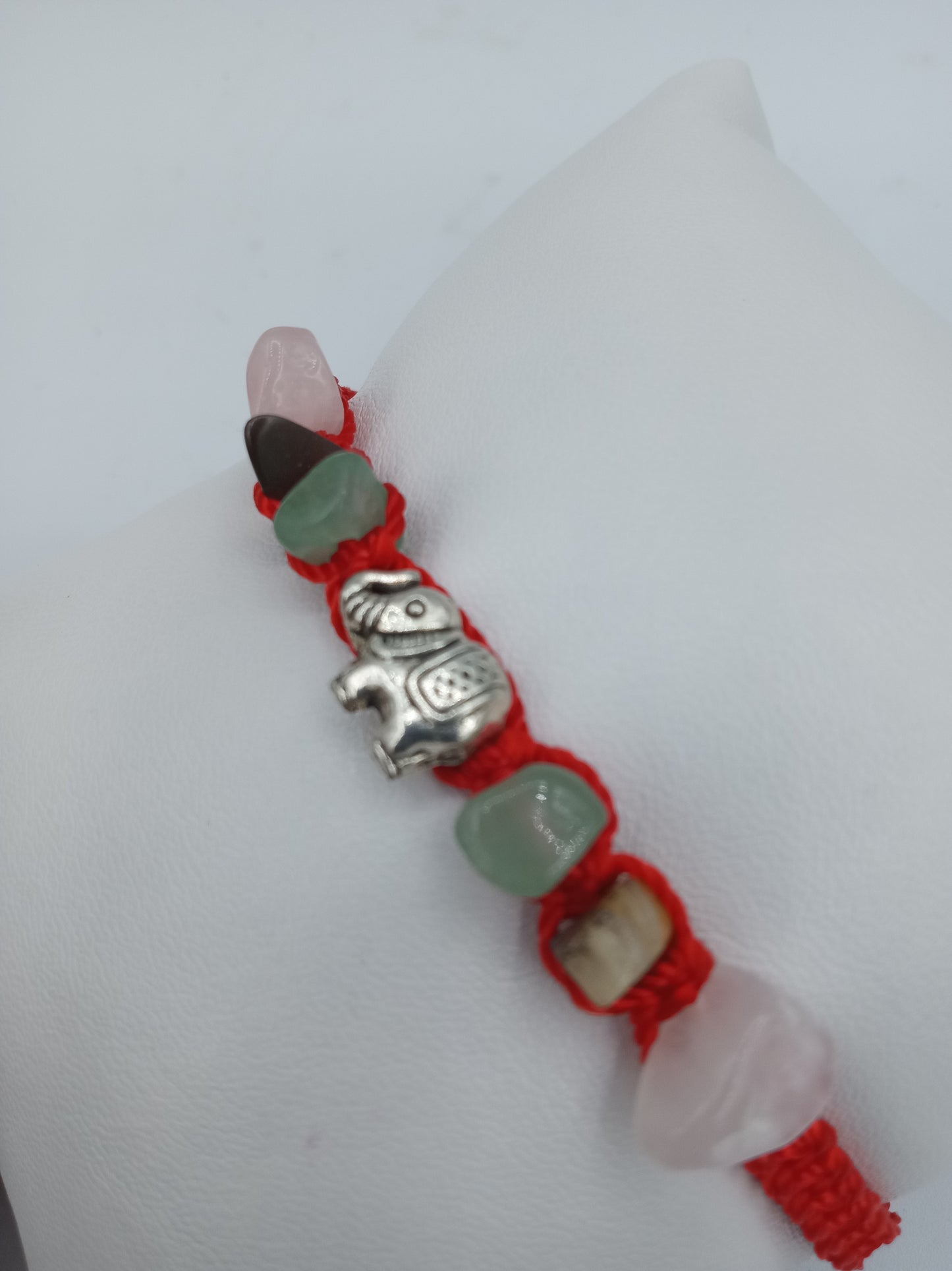 Elephant Charm Red Lace Bracelet