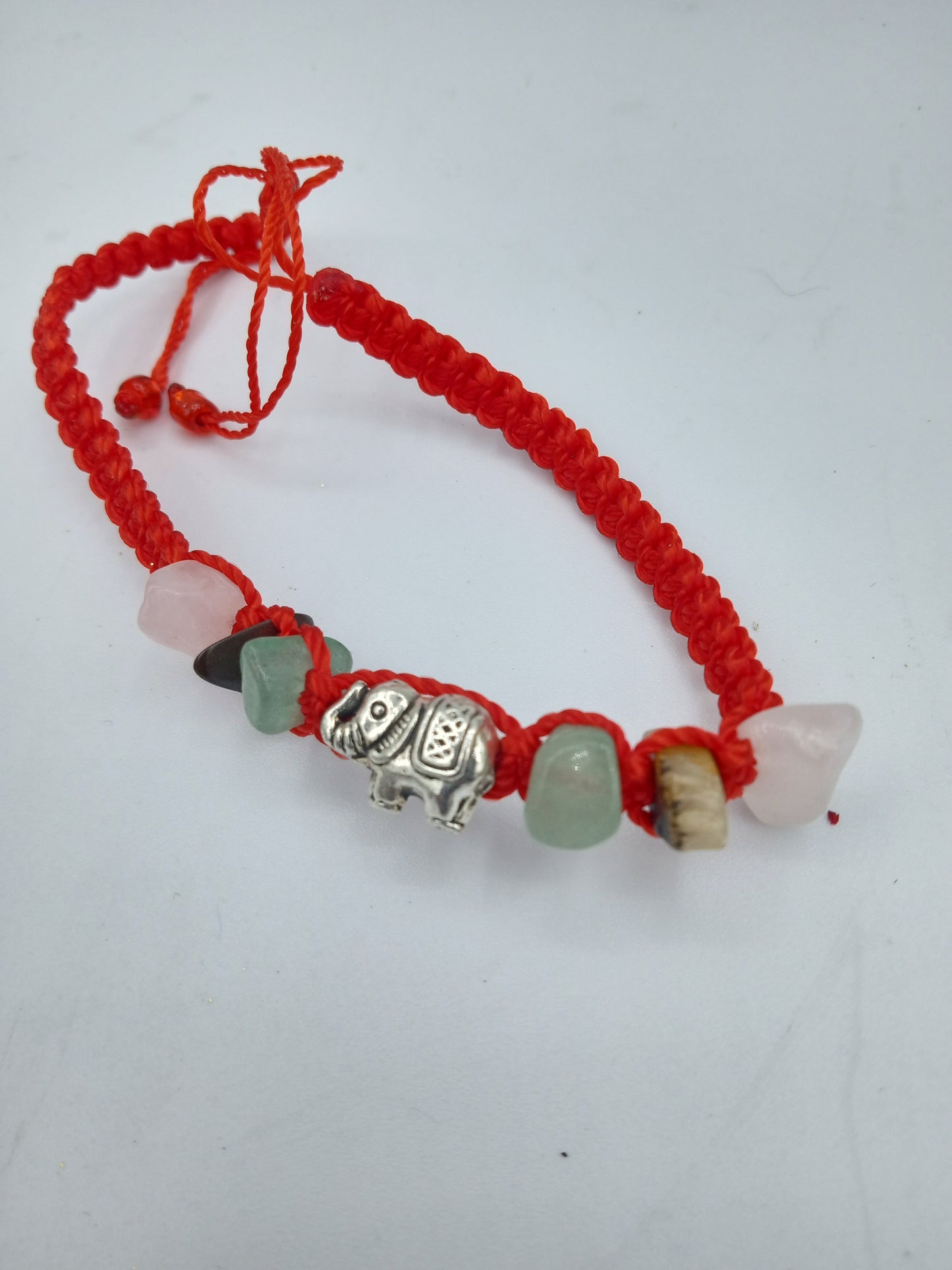 Elephant Charm Red Lace Bracelet