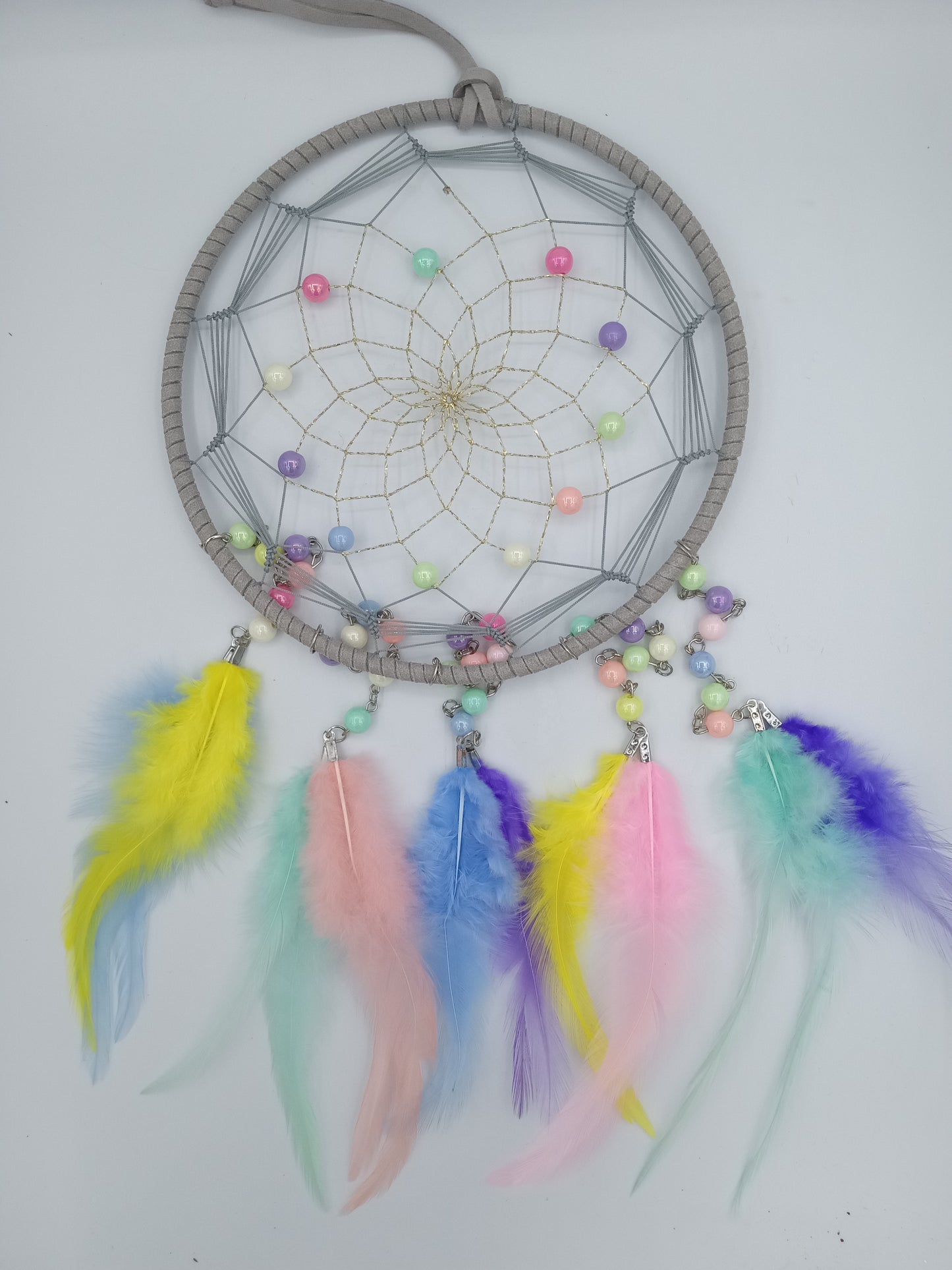Multicolor Feather and Bead Dreamcatcher