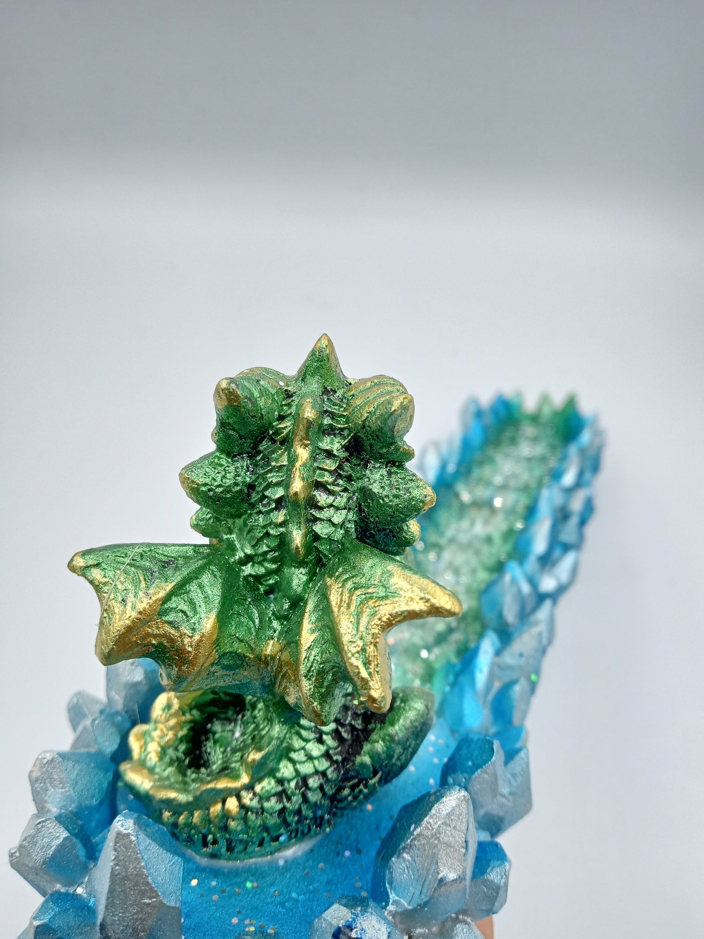 Green Glitter Dragon Incense Holder