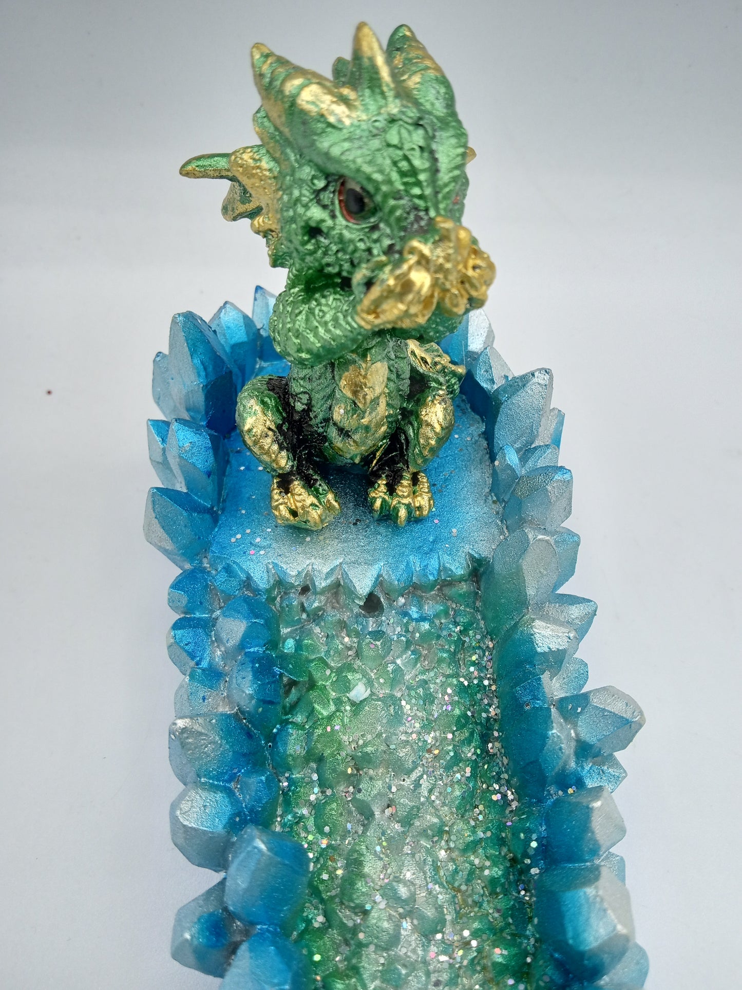 Green Glitter Dragon Incense Holder