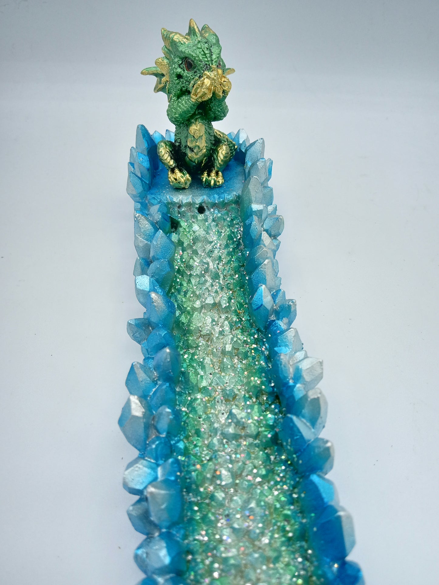 Green Glitter Dragon Incense Holder