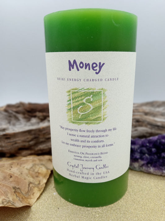 Money Reiki Charged Candle