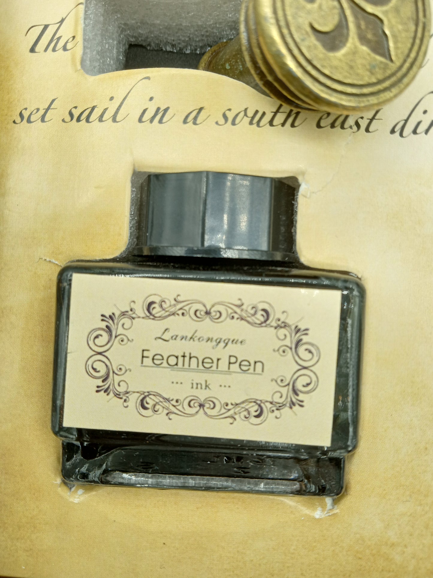 Aqua Blue Calligraphy Feather Pen Box Set