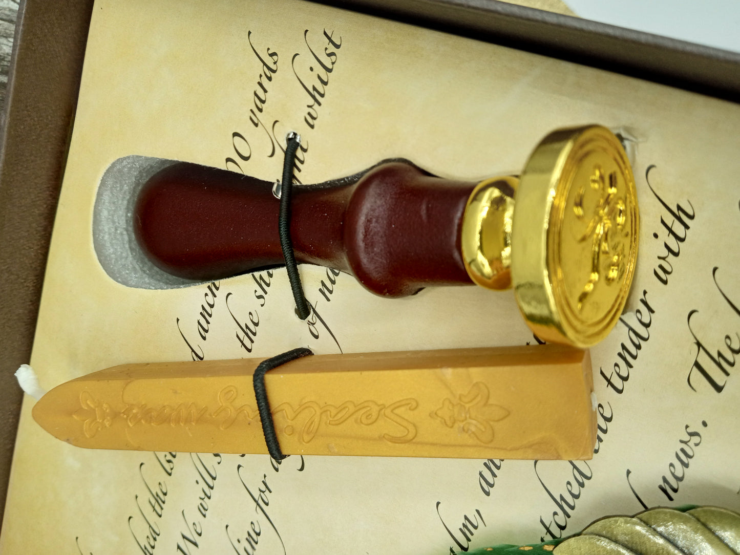 Green Calligraphy Feather Pen Box Set