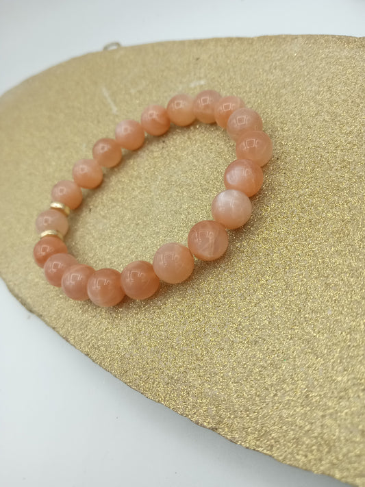 Peach Moonstone Beaded Bracelet