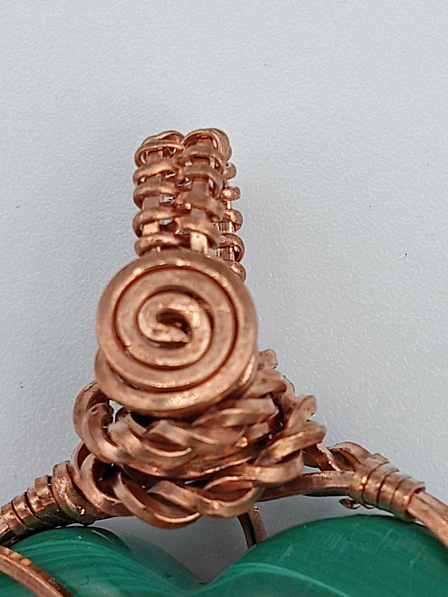 Malachite Heart Copper Wire Pendant