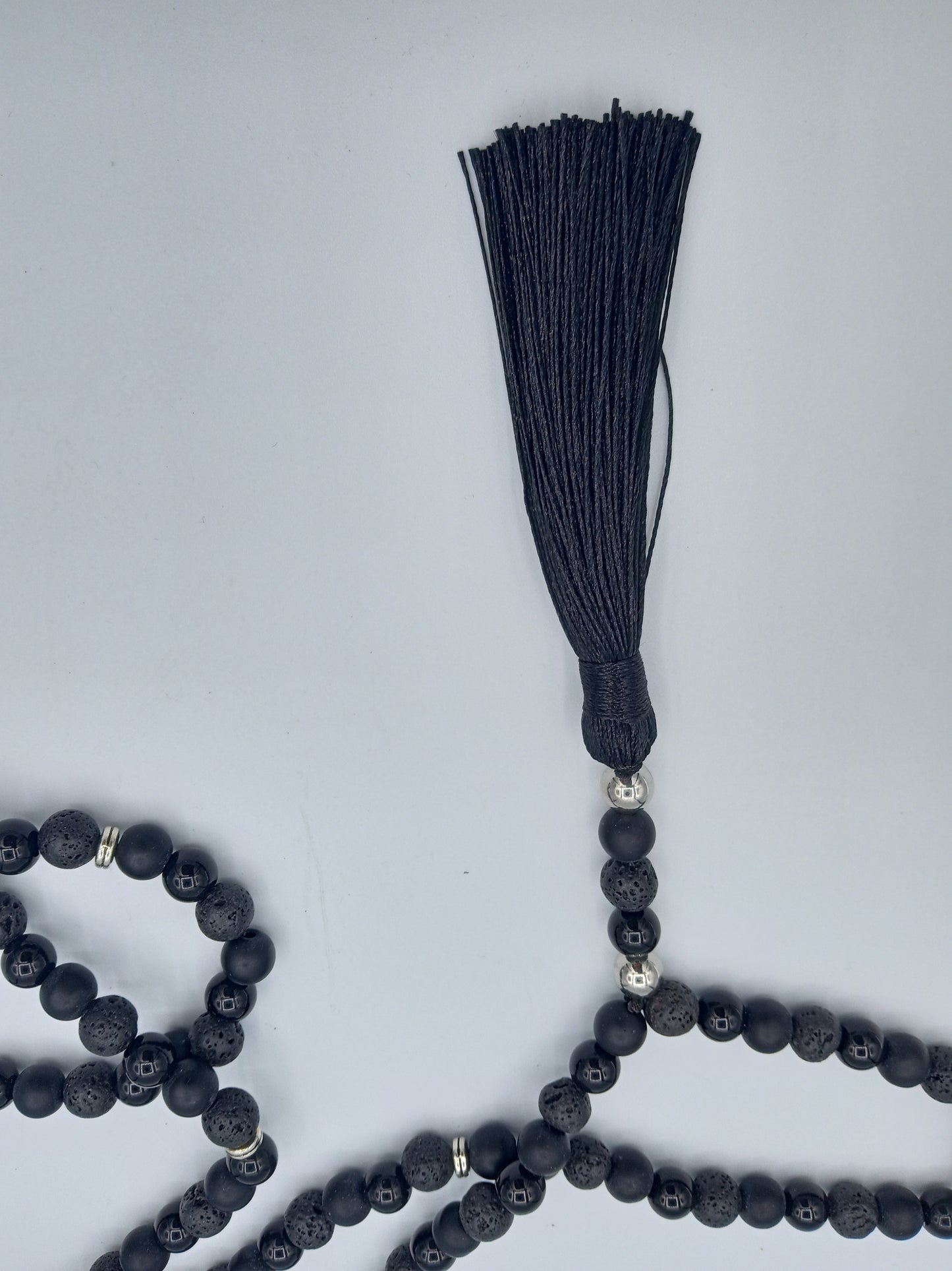 Lava Onyx/Black Tassel Necklace