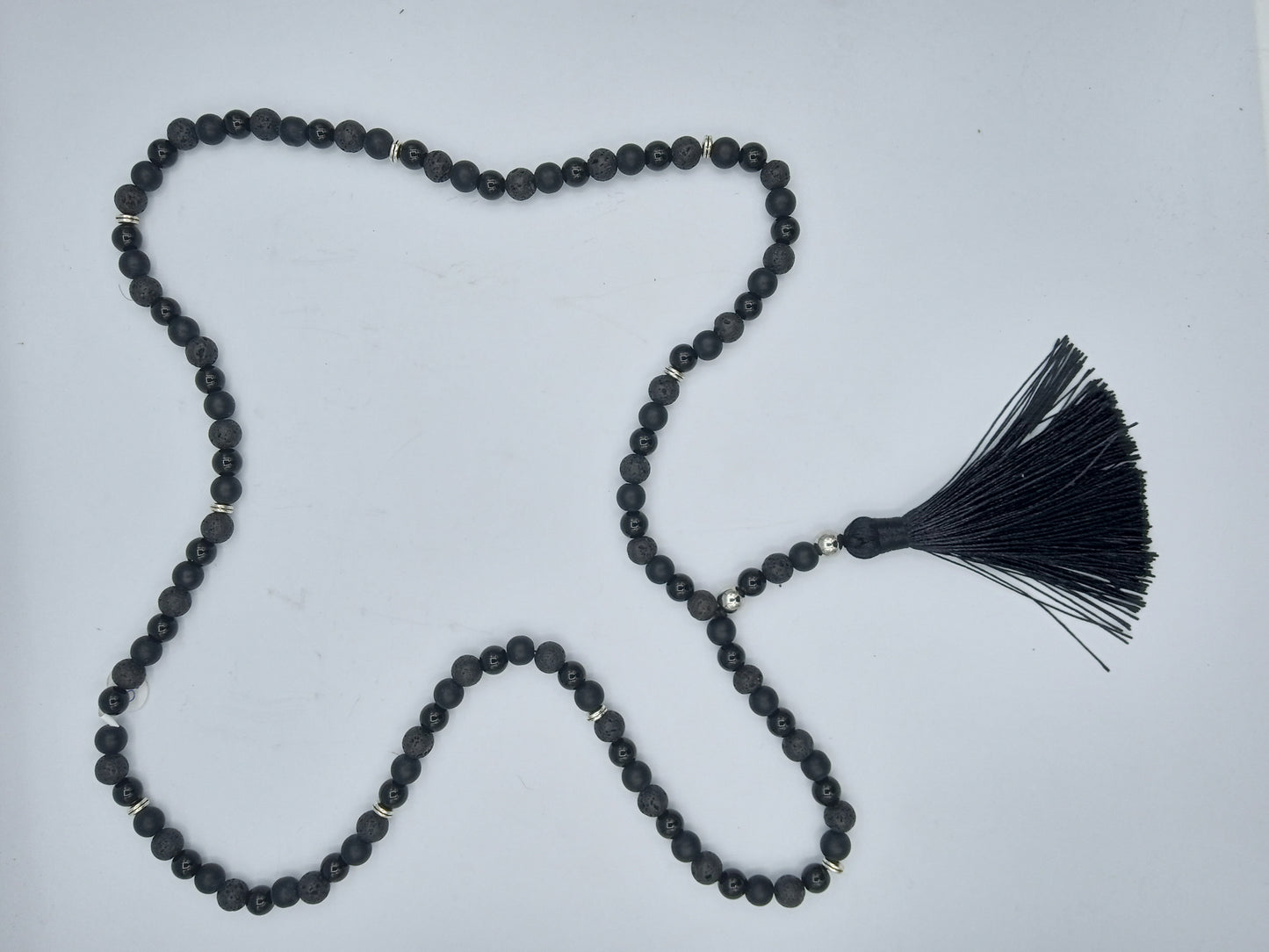 Lava Onyx/Black Tassel Necklace