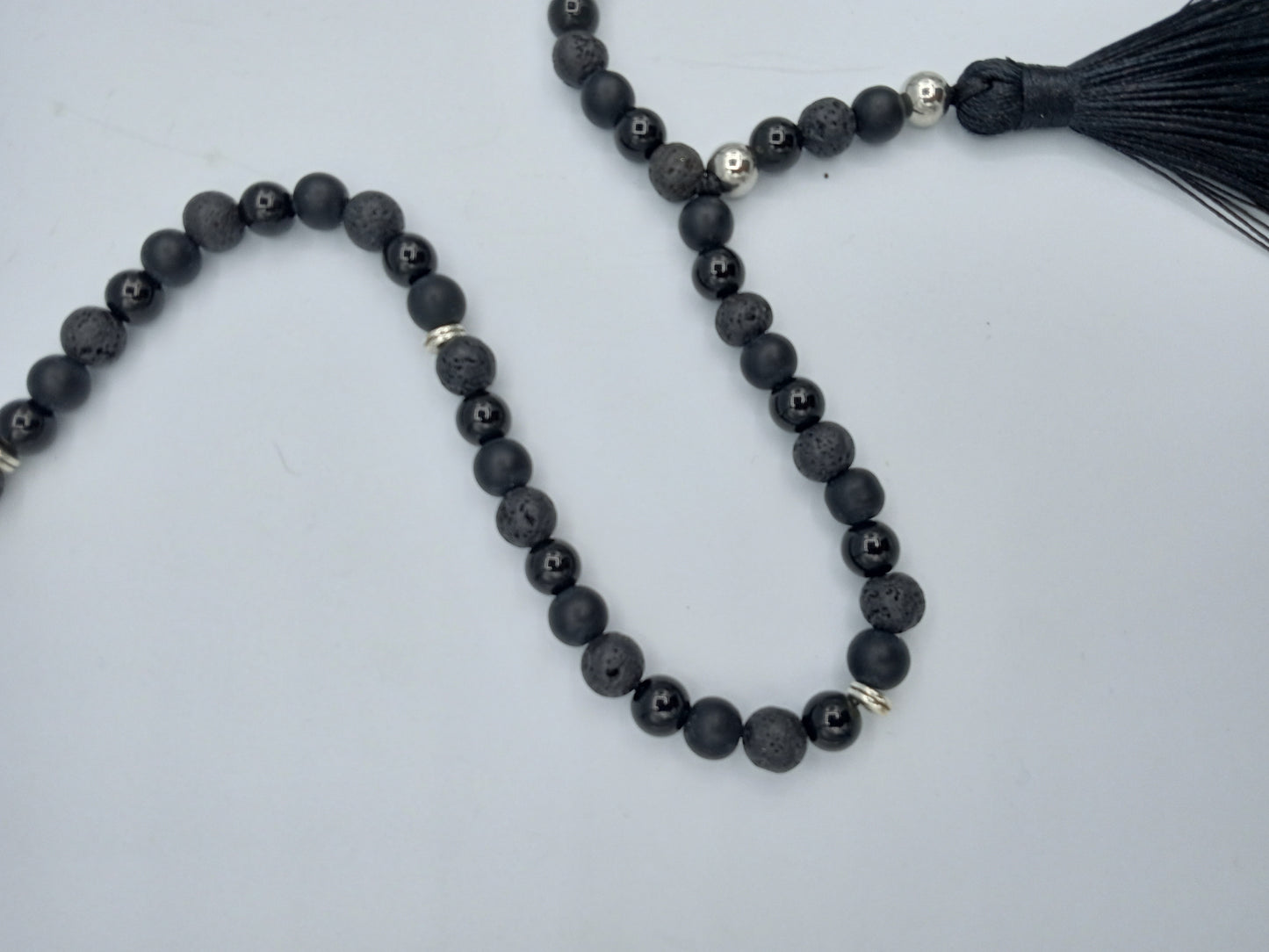 Lava Onyx/Black Tassel Necklace