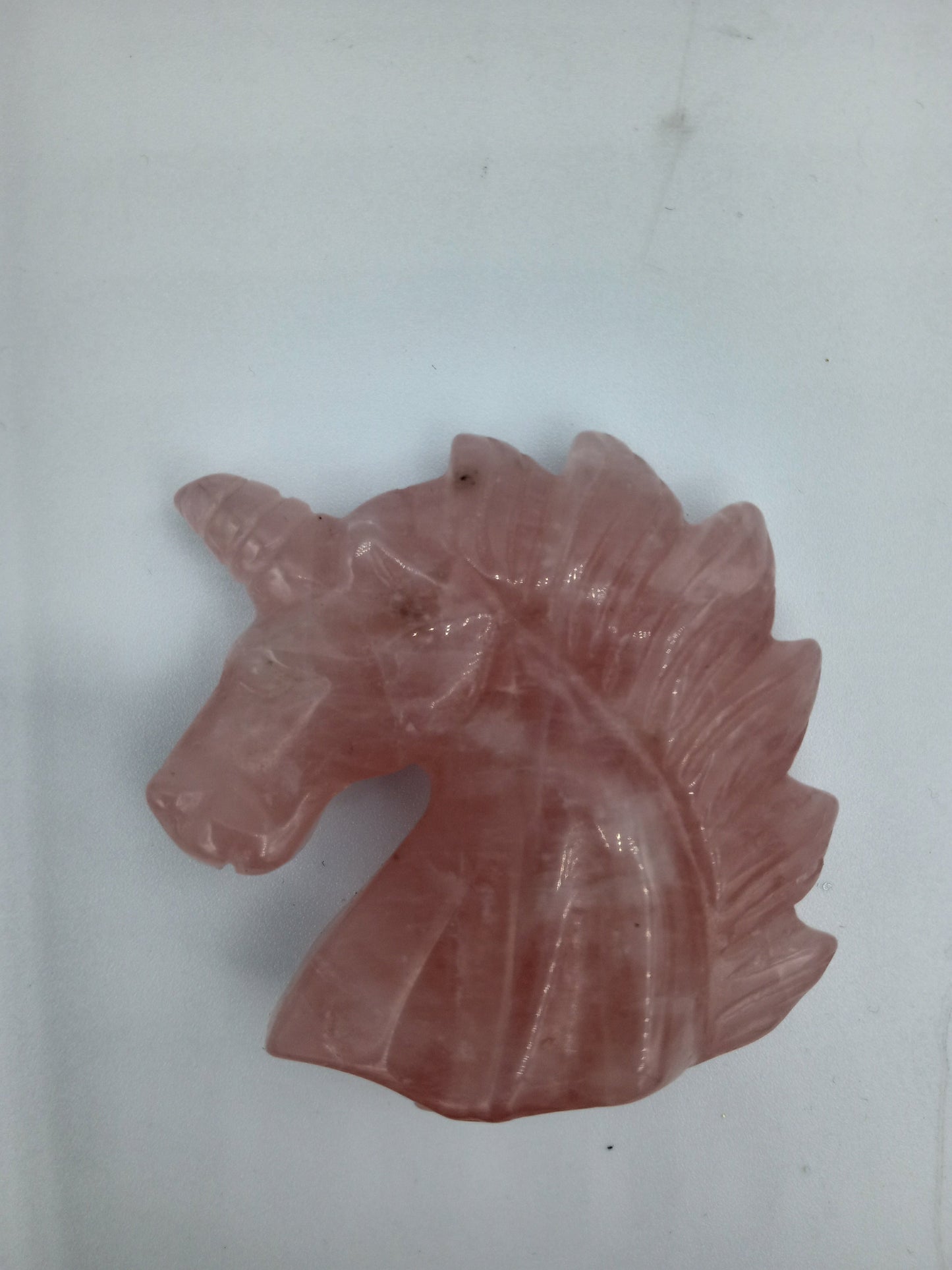 Rose Quartz Unicorn Head Stone